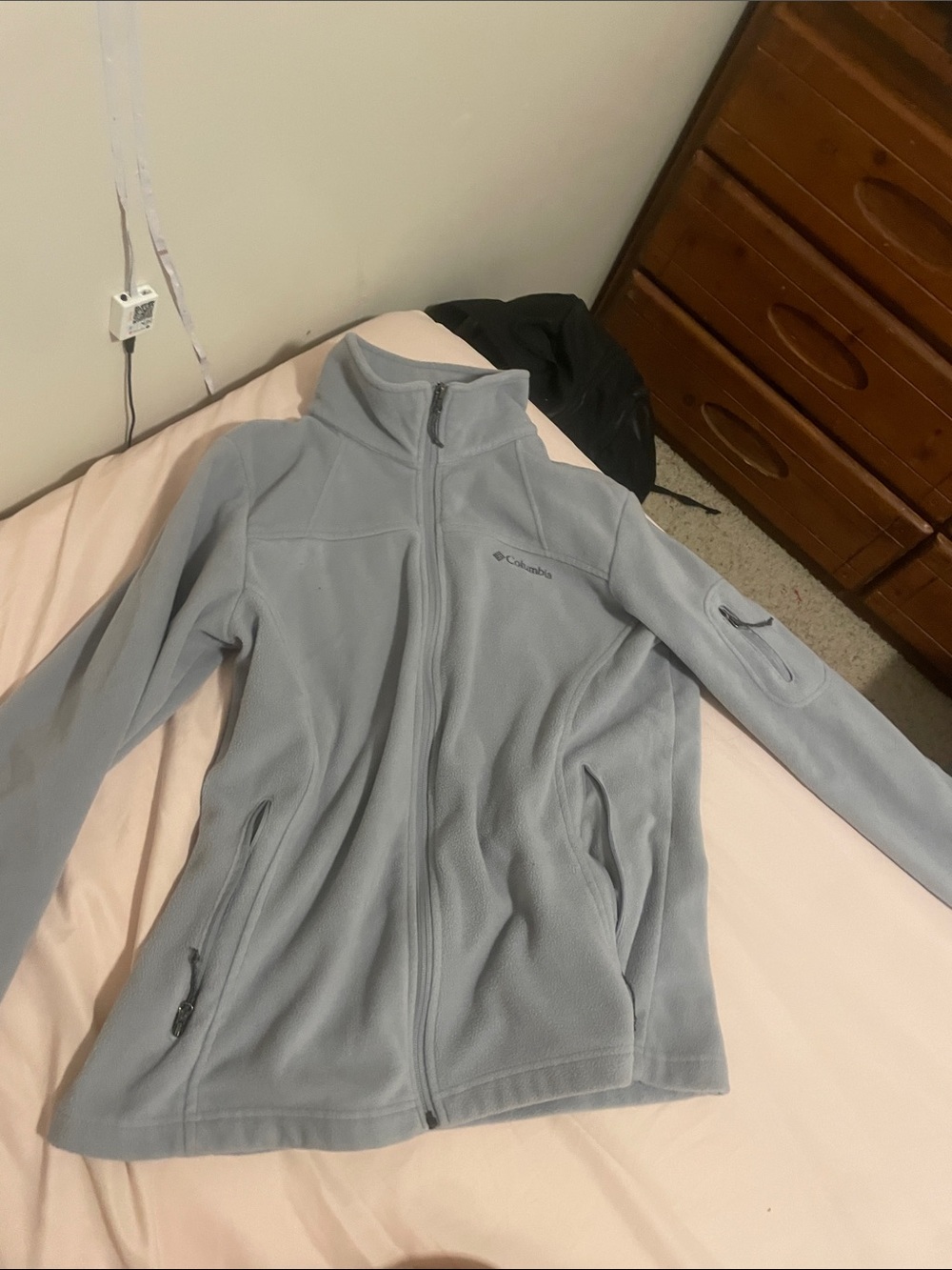 Columbia Women's Light Gray Full-Zip Teddy Fleece Jacket